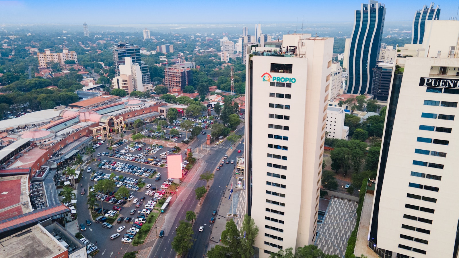 Asunción's commercial district, with high-rise offices and shopping centres